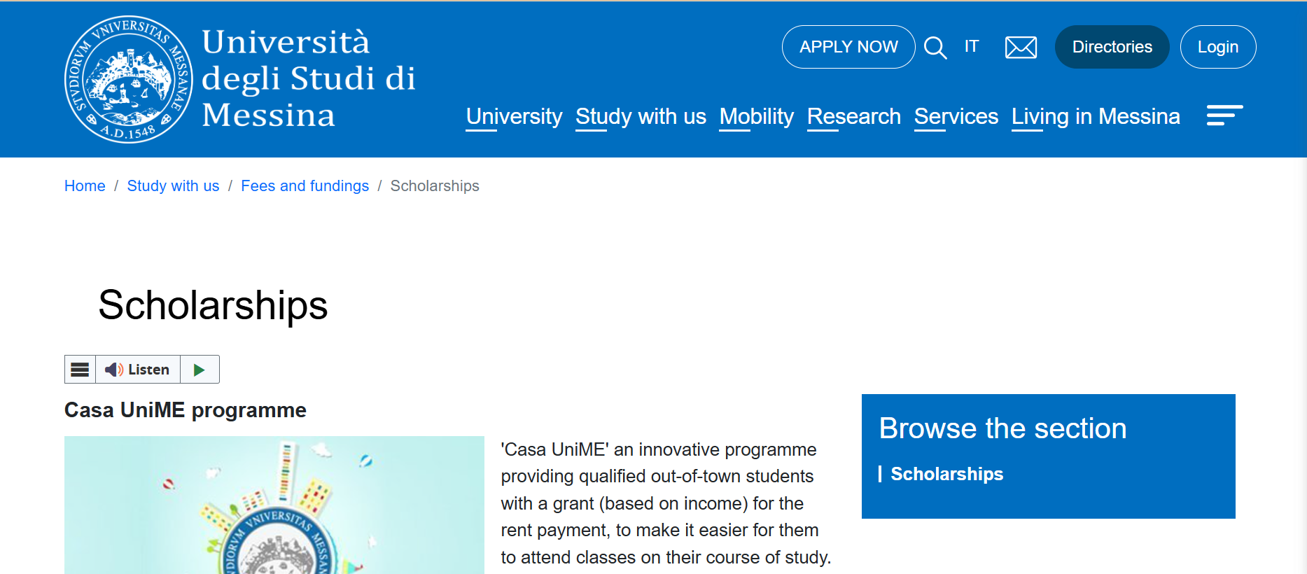 University of Messina Scholarship